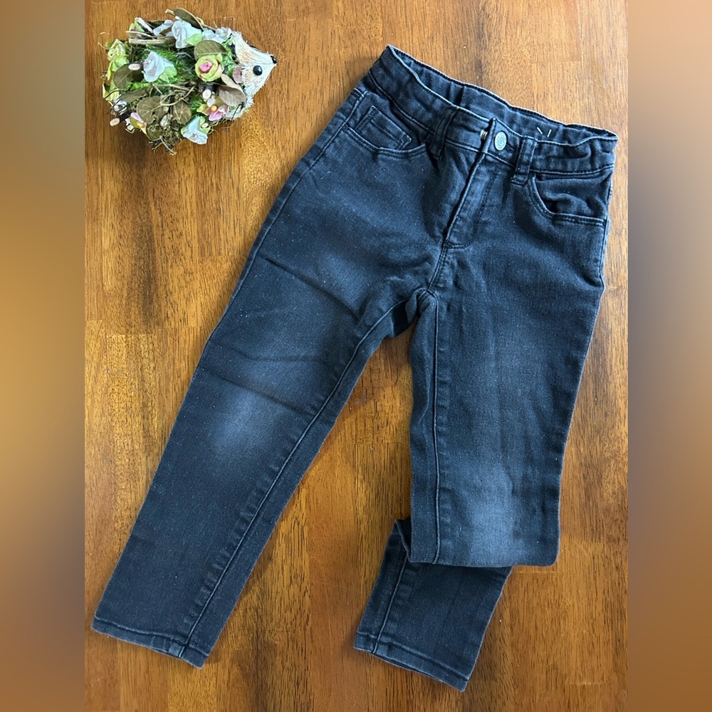 Mini Rockstar Black Skinny Jeans | Girls 5T |  Super Stretchy Black Denim